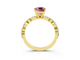 Yellow gold Cushion Cut Morganite Solitaire with Side Stones on a Pavé Band and Four-Prong Setting_3