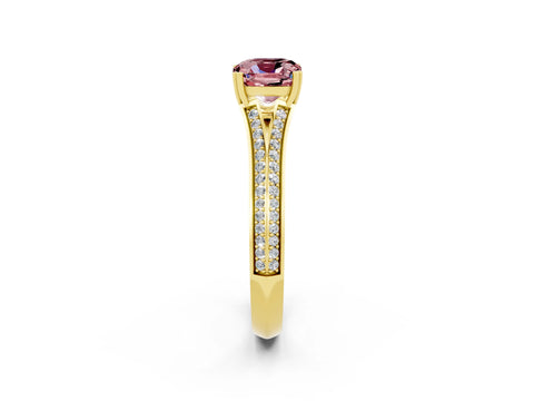 Yellow gold Cushion Cut Morganite Split Shank Engagement Ring with Pavé Band_2