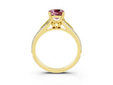 Yellow gold Cushion Cut Morganite Split Shank Engagement Ring with Pavé Band_3
