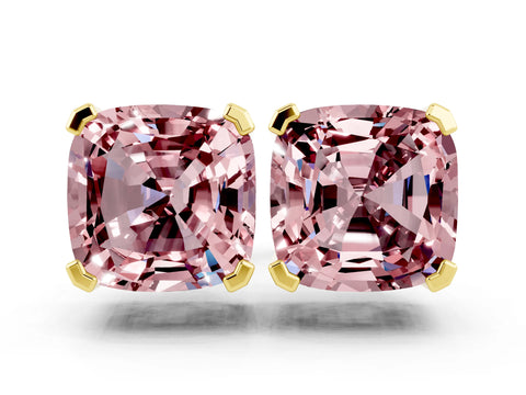 Yellow gold Cushion Cut Morganite Stud Earrings_24