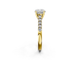 Yellow gold Cushion Cut Pavé Band Solitaire Ring with Four-Prong Setting_176