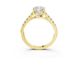 Yellow gold Cushion Cut Pavé Band Solitaire Ring with Four-Prong Setting_177