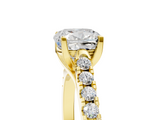 Yellow gold Cushion Cut Pavé Band Solitaire Ring with Four-Prong Setting_179