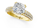 Yellow gold Cushion Cut Pave Diamond Engagement Ring with Channel Set Band and Four-Prong Setting_20
