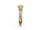 Yellow gold Cushion Cut Pave Diamond Engagement Ring with Channel Set Band and Four-Prong Setting_21
