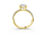 Yellow gold Cushion Cut Pave Diamond Engagement Ring with Channel Set Band and Four-Prong Setting_22
