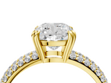 Yellow gold Cushion Cut Pave Diamond Engagement Ring with Channel Set Band and Four-Prong Setting_23