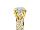 Yellow gold Cushion Cut Pave Diamond Engagement Ring with Channel Set Band and Four-Prong Setting_24