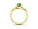 Yellow gold Cushion Cut Peridot Cluster Side Stone Solitaire Ring with Prong Setting_27