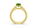 Yellow gold Cushion Cut Peridot Engagement Ring with Milgrain Channel Set Band and Prong Setting_3
