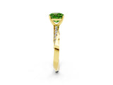 Yellow gold Cushion Cut Peridot Engagement Ring with Side Stone Accents and Four-Prong Setting_26