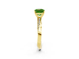 Yellow gold Cushion Cut Peridot Engagement Ring with Side Stone Accents and Four-Prong Setting_29