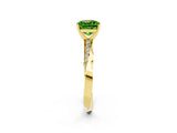 Yellow gold Cushion Cut Peridot Engagement Ring with Side Stone Accents and Four-Prong Setting_86