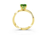 Yellow gold Cushion Cut Peridot Engagement Ring with Side Stone Accents and Four-Prong Setting_87