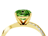 Yellow gold Cushion Cut Peridot Engagement Ring with Side Stone Accents and Four-Prong Setting_88