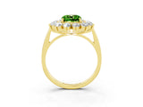 Yellow gold Cushion Cut Peridot Floral Double Halo Engagement Ring with Prong Setting_63