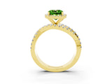 Yellow gold Cushion Cut Peridot Halo Ring with Round Split Shank and Prong Setting_51