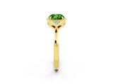 Yellow gold Cushion Cut Peridot Halo Ring with Tapered Band and Four-Prong Setting_2