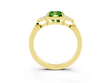 Yellow gold Cushion Cut Peridot Halo Ring with Tapered Band and Four-Prong Setting_3