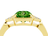 Yellow gold Cushion Cut Peridot Halo Ring with Tapered Band and Four-Prong Setting_4