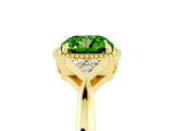 Yellow gold Cushion Cut Peridot Halo Ring with Tapered Band and Four-Prong Setting_5