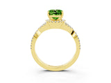 Yellow gold Cushion Cut Peridot  Halo Twist Band Solitaire Prong Setting Ring_27