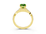 Yellow gold Cushion Cut Peridot Halo Twist Band Solitaire Prong Setting Ring_3