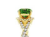 Yellow gold Cushion Cut Peridot Halo Twist Band Solitaire Prong Setting Ring_5