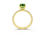 Yellow gold Cushion Cut Peridot Pavé Solitaire Ring with Round Band and Prong Setting_27