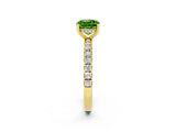 Yellow gold Cushion Cut Peridot Pave Band Solitaire Ring with Four-Prong Setting_26