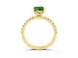 Yellow gold Cushion Cut Peridot Pave Band Solitaire Ring with Four-Prong Setting_27