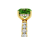 Yellow gold Cushion Cut Peridot Pave Band Solitaire Ring with Four-Prong Setting_29