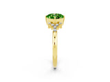 Yellow gold Cushion Cut Peridot Ring with Side Stones and Four-Prong Setting_38