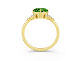 Yellow gold Cushion Cut Peridot Ring with Side Stones and Four-Prong Setting_39