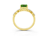 Yellow gold Cushion Cut Peridot Scattered Round Accent Ring with Prong Setting_27