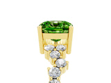 Yellow gold Cushion Cut Peridot Scattered Round Accent Ring with Prong Setting_29