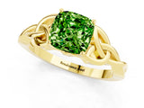 Yellow gold Cushion Cut Peridot Solitaire Celtic Knot Ring with Four-Prong Setting_13