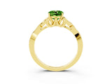 Yellow gold Cushion Cut Peridot Solitaire Celtic Knot Ring with Four-Prong Setting_15