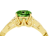 Yellow gold Cushion Cut Peridot Solitaire Celtic Knot Ring with Four-Prong Setting_16