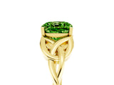 Yellow gold Cushion Cut Peridot Solitaire Celtic Knot Ring with Four-Prong Setting_17