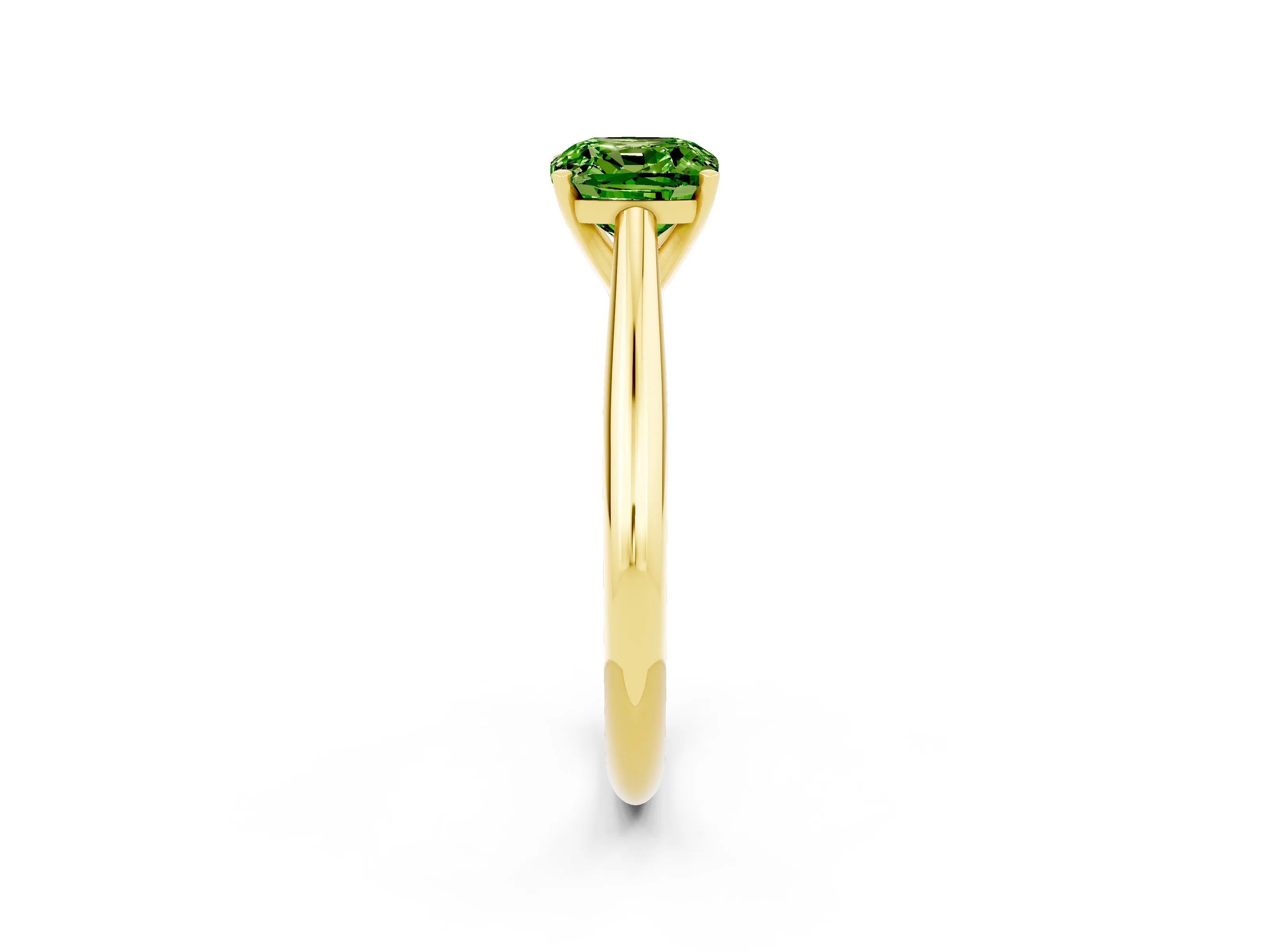 Yellow gold Cushion Cut Peridot Solitaire Engagement Ring with Cathedral Setting and Four-Prong Mount_14