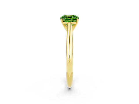 Yellow gold Cushion Cut Peridot Solitaire Engagement Ring with Cathedral Setting and Four-Prong Mount_14