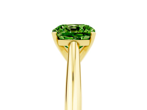 Yellow gold Cushion Cut Peridot Solitaire Engagement Ring with Cathedral Setting and Four-Prong Mount_17