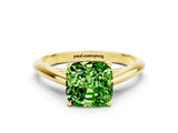 Yellow gold Cushion Cut Peridot Solitaire Engagement Ring with Cathedral Setting and Four-Prong Mount_66