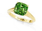 Yellow gold Cushion Cut Peridot Solitaire Engagement Ring with Cathedral Setting and Four-Prong Mount_67