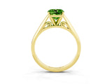 Yellow gold Cushion Cut Peridot Solitaire Engagement Ring with Cathedral Setting and Four-Prong Mount_69