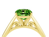 Yellow gold Cushion Cut Peridot Solitaire Engagement Ring with Cathedral Setting and Four-Prong Mount_70