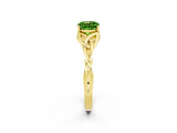 Yellow gold Cushion Cut Peridot Solitaire Engagement Ring with Celtic Knot Band and Four-Prong Setting_2