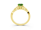 Yellow gold Cushion Cut Peridot Solitaire Engagement Ring with Celtic Knot Band and Four-Prong Setting_3