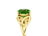 Yellow gold Cushion Cut Peridot Solitaire Engagement Ring with Celtic Knot Band and Four-Prong Setting_5